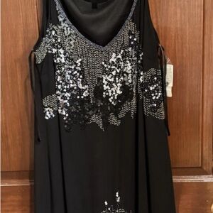 Aidan by Aidan Mattox Black and Silver Sequin Mini Dress